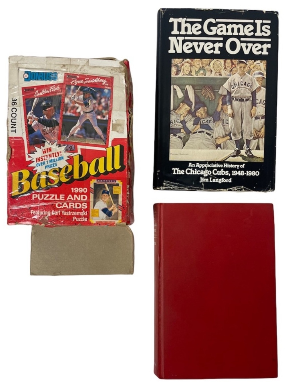 Vintage Baseball Card Wax Box 1990 Donruss + Heritage Book Bundle Cubs Indians